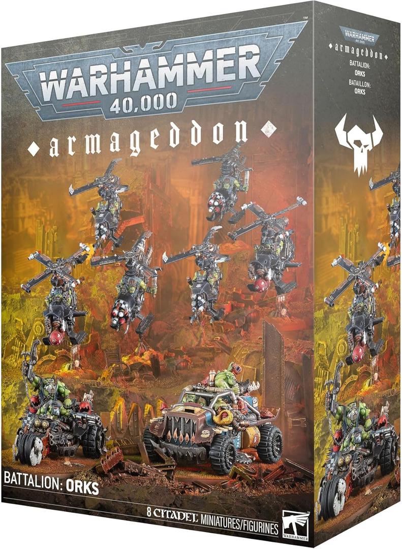 Armageddon Battalion Orks Speedwaaagh Box Set for Warhammer 40,000, 8 Miniatures Including Deffkilla Wartrike, Rukkatrukk Squigbuggy, Deffkoptas, Multipart Plastic Model Kit