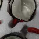 6 Pcs Christmas Mini Coffee Mugs with Plaid Ribbon Red Black Plaid Xmas Tree Truck Snowflake Coffee Mug, 5 oz Mini Farmhouse Tiered Tray Decor Coffee Cups for Housewarming Gift Xmas Centerpieces Decor