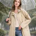 Orolay CHIIONE Long Packable Rain Jacket Women Waterproof Raincoat Relaxed-Fit Lightweight Windbreaker Trench Coat for Women, Travel Rain Coats for Commute, Hiking, Cruise, and Daily Wear, Size: Medium