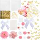 55 Pcs Virgin Mary DIY Graduation Cap Decorations Faux Assorted Pink Flowers Virgin Mary Sticker 3D Butterflies Bow Glitter Alphabet Letter Number Decal for DIY Hat Grad Cap Topper Grad Party Supplies