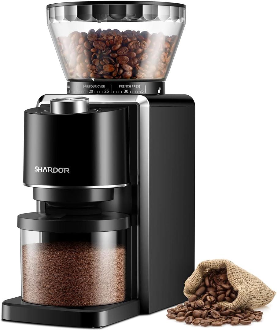 SHARDOR Conical Burr Coffee Grinder, Electric Coffee Bean Grinder with 35 Grind Settings, Adjustable for 212 Cups, Anti-Static Design, Black