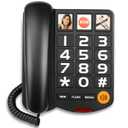 Big Button Phone for Seniors, Dementia Phone with Speakerphone, Amplified Ringer (+110dB), One-Touch Dial & 3 Picture Memory – Corded Phones, Hearing & Visually Impaired, Hearing Aid Compatible, Black
