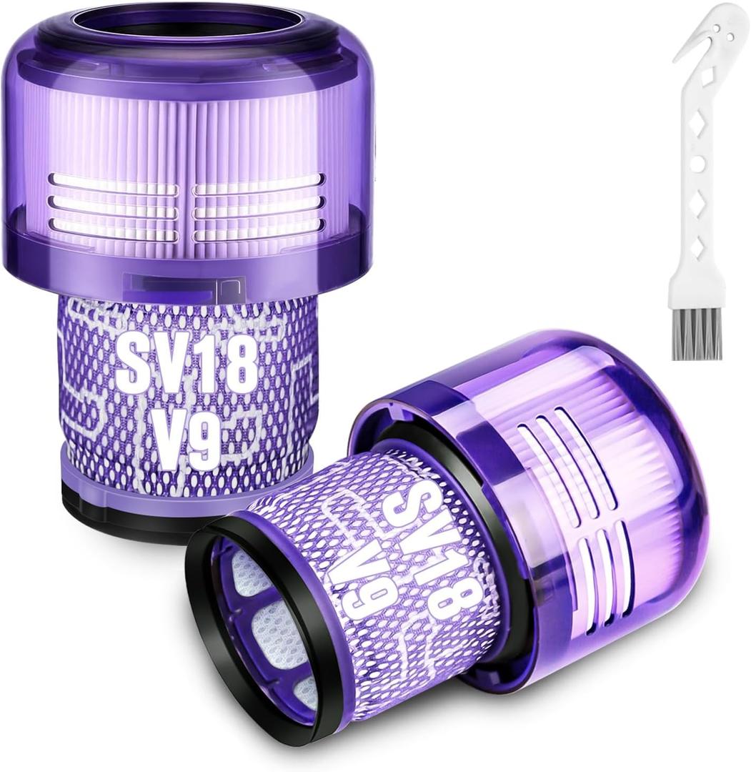 2 Pack SV18 V9 Filter Replacement for Dyson Digital Slim/Spare & V9 Motorbar Cordless Vacuum, Part No. 970612-01, V9 Vacuum Filter