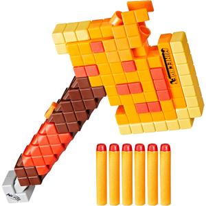 Nerf Minecraft Firebrand, Dart Blasting Axe, 6 Elite Foam Darts, Design Inspired by Minecraft Axe in The Game, Pull Down Priming, Minecraft Toys