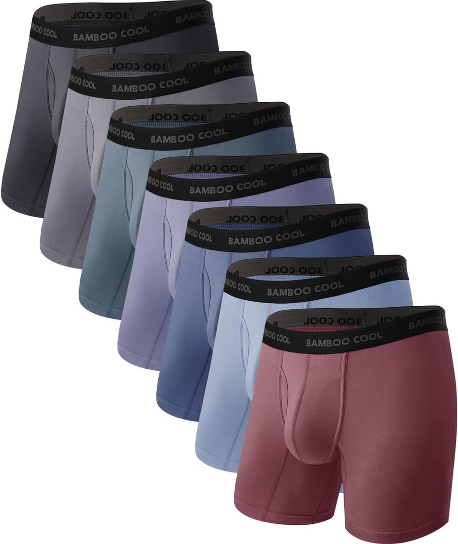 BAMBOO COOL Men's Ultra Breathable Underwear,No Riding Up Boxer Briefs with ComfortFlexible Waistband,Multipack (L)