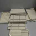 Junkin 18 Pcs Velvet Jewelry Tray Stackable Jewelry Drawer Organizer Jewellery Box Divided Display Tray for Earring Bangle(Beige)