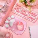 3 Pcs Cute Cat Keyboard and Mouse Combo, USB Wireless with Cat Paw Mouse Pad, Silent 84 Keys 2.4 Ghz Compatible with Notebook PC Graduation Gift for Women