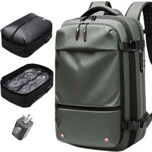 Vacuum Seal Backpack Travel 60L Expandable Air Compression System, Airback Vacpack Backpack TSA Lock Water Resistant Carry-On Luggage Green with Pump
