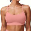 Padded Y-Back Sports Bra for Women - Racerback Low Impact Spaghetti Strap for Yoga Workout Top Lightpurple (Pink, S)