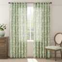 jinchan Linen Floral Curtains for Living Room with Printed Flower 84 Inches Long Light Filtering French Country Back Tab Rod Pocket Sage Green Window Curtain Set Farmhouse Drapes 2 Panels