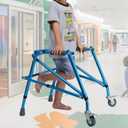 2-Wheel Compact Folding Walking Aid - Aluminum Height Adjustable, 220 lbs Weight Capacity for Kids & Petite Adults