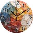 Glass Tiles Colorful Wall Clock Non Ticking Silent Kitchen Clock Large Decorative Battery Operated Clocks 10 inch for Living Room Bedroom Decor