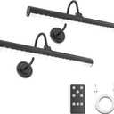 Battery Operated Wireless Black Wireless Picture Light - Remote Control, Adjustable Brightness, and Color Temperature - Illuminate Paintings, Photographs, and Wall Art with Style - 2pack
