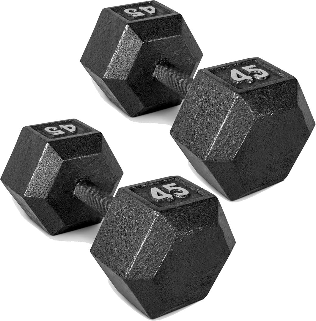 CAP Barbell Cast Iron Hex Dumbbell (45 lb, Black, Pair)