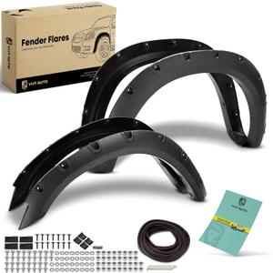 YHTAUTO Pocket Bolt-Riveted Style Fender Flares, Compatible with 2010-2018 Dodge Ram 2500/3500, Set of 4, Textured Matte Black Wheel Flare Cover Protector