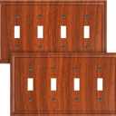 2-Pack Quad Toggle Light Switch Cover Plate, Wood Grain Decorative Switch Plate Covers, Natural Bamboo Fiber 4 Gang Wall Plate, Corrosion Resistant
