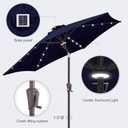 7.5ft Solar Umbrella Outdoor - Lighted Solar Patio Umbrella with 24 LED Lights Waterprool UV Protection, Table Umbrella with Tilt for Pool, Porch, Garden, Deck, Backyard (Navy Blue)