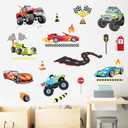 Racing Car Wall Stickers Roads Transportation Vehicle Wall Decals Peel and Stick Kids Boys Bedroom Nursery Wall Decor