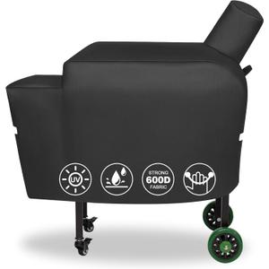 QuliMetal DB Grill Cover for Green Mountain Grill Daniel Boone Choice, 600D Anti-UV & Waterproof, Heavy Duty Patio BBQ Grill Cover, 53.5 x 19.7 x 25 Inches (Black)
