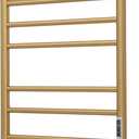 Electric Heated Towel Warmer - Wall Mounted Bathroom Towel Rack, Plug-in Design & Gold Brushed Stainless Steel Finish 8 Bar Gold with Timer & Temperature Control