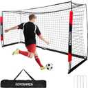 12X6FT Soccer Goal, Portable Soccer Goals for Backyard, Easy to Carry, Easy to Install, Comes with 1 Carry Bag, 4 Ground Nails, Youth and Adult Training Equipment. (Black&Red)