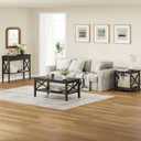 ChooChoo Oxford Coffee Table with Thicker Legs, Black Wood Coffee Table with Storage for Living Room, 40 Inches