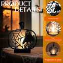 2 x ABTOLS Halloween Shadow Candles Holder, Spooky Black Ghost Spider Web Tealight Candle Holders with Shadow Vintage Scary Pumpkin Shape Candle Centerpiece Stands for Home Indoor Party Decor