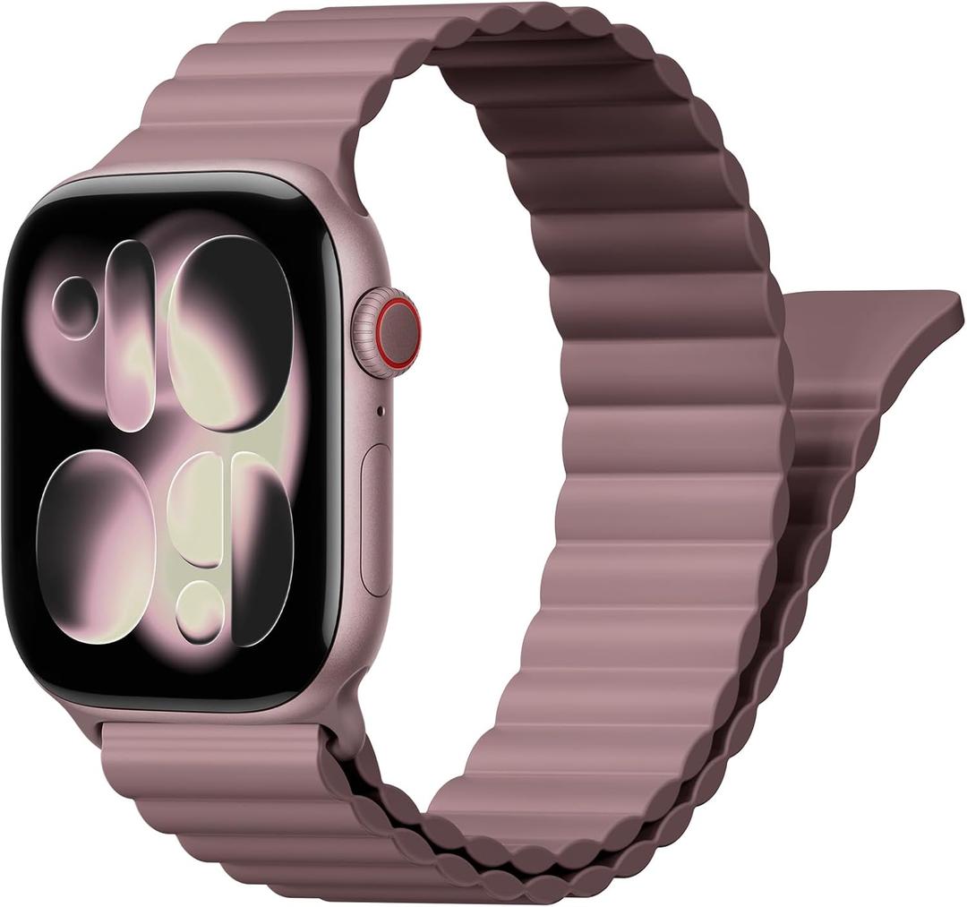 Magnetic Sport Bands for Apple Watch Band 40mm 38mm 41mm 42mm 44mm 45mm 46mm iWatch bands for Women Men,Silicone Loop Strap Wristband for Apple Watch Series 11 10 9 8 7 6 5 4 3 SE 3/2nd Ultra/3/2 49mm (05-Smoke Purple)