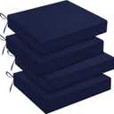 downluxe Outdoor Chair Cushions Set of 4 for Patio Furniture, Water-Resistant Square Corner Patio Chair Cushions with Ties, High Density Foam Outdoor Seat Cushion, 18.5" X 16" X 3", Navy