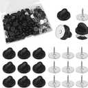 50 Pairs Rubber Butterfly Clutch Pin Backs, 10mm Length 10mm Width Blank Pin Keepers for Lapel Enamel Pins Tie Tacks