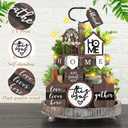 FairySandy 11 Pcs Home Tiered Tray Decor Spring Rustic Farmhouse Tiered Tray Decorations Set Home Wooden Signs Vintage Farm Animal Farmhouse Tabletop Wood Signs for Kitchen Table Shelf Decor