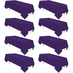 8 Pack Purple Tablecloth 60 x 102 Inch Rectangular Table Cloth for 6 Foot Rectangle Tables, Wrinkle Resistant Washable Rectangle Fabric Table Covers for Wedding Party Banquet Buffet and Camping