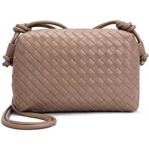 hedexe Woven Crossbody Bag for Women: Handmade Vegan Leather Purse - Quiet Luxury Minimalist for Casual Travel Daily, A1 Medium Khaki