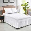 FreshCulture Full Bed Skirt, Elastic Wrap Around Bed Skirt Full Bed, Easy Fit with 18-Inch Tailored Drop, Hotel Quality Dust Ruffle for Full Size Bed, Bed Skirt Full Size (White)