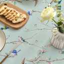 Horaldaily Spring Tablecloth 6084 Inch Rectangular, Birds Branch Green Floral Washable Seasonal Table Cover for Party Picnic Dinner Decor