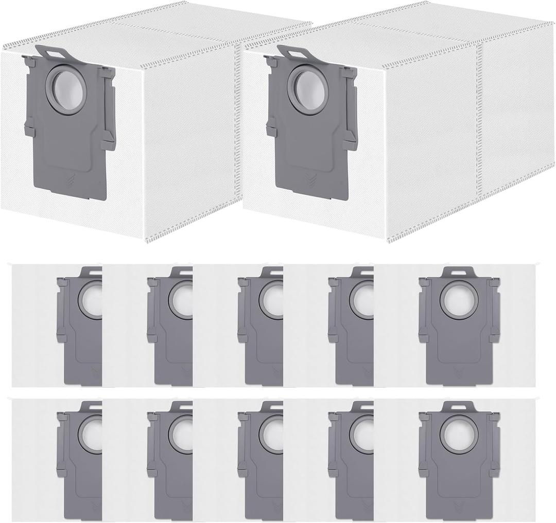 12 Pack Dust Bag for Roborock Qrevo QV 35A/S5V/Saros 10R/Qrevo Edge/S5A/Qrevo CurvX/S/Pro/Plus/Curv/2 Flow/S5X/S8 MaxV/QX Vacuum Cleaner, 3 L Large Capacity Disposable Bags Replacement