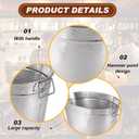 Uiifan 2 Pcs 24 Quart 6 Gallon Hammered Stainless Steel Beverage Tub Heavy Duty Oval Metal Large Ice Bucket for Drinks Bucket Cooler Ice Container for Bar Wedding Parties Anniversary Wine (Silver)