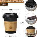 BYSNOW 100 pack 10 oz Thickened Coffee Cups with Lids, Scald Resistant Hot Cups with Sleeve and Straw, To Go Coffee Cups for Home, Office, Cafes and Party (Black 10oz)