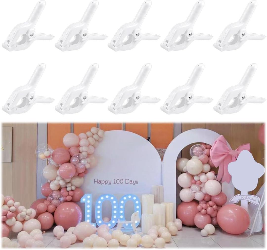 Rosellas 10 Pack 4" Balloon Arch Clips, Plastic Spring Clamps Heavy Duty, Backdrop Clips for Valentine's Day Balloon Arch, Tablecloth Clip, Backdrop Stand, Wedding Photography Studio Decoration