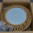 AyshwillDec 12.6 inch Natural Rattan Light Fixture Woven Pendant Lights Rustic Light Fixtures Fabric Shade Boho Chandelier for Dinning Room Kitchen (Bulb Incl.)