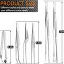 JETKONG 6 Pcs Cooking Tweezer Tongs, 12'' and 6.3" Stainless Steel Kitchen Tweezer Set, Professional Chef Tweezers for Cooking, Repairing, Sea Food, BBQ, Multi-use (Silver)