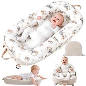 Baby Lounger-Infant Lounger for Newborn 0-24 Months, Portable Baby Nest for Home and Travel, 3 in 1 Newborn Lounger with Pure Cotton Cover, Breathable & Soft Infant Nest for Boys & Girls