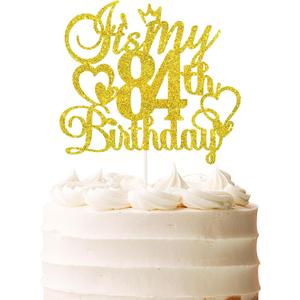 It's My 84th Birthday Cake Topper - Gold Glitter Happy 84th Birthday Cake Decor - 84 and Fabulous,Cheers to 84 Years Old Birthday Party Supplies