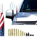 Pack of 1 Car Antenna, 0.78" x 5.51" Patriotic Elements American Flag Design Anti-theft Vehicle Signal Bullet Antenna, Personalized Decoration Signal Booster for Chevrolet Ford Dodge Ram (Silver)