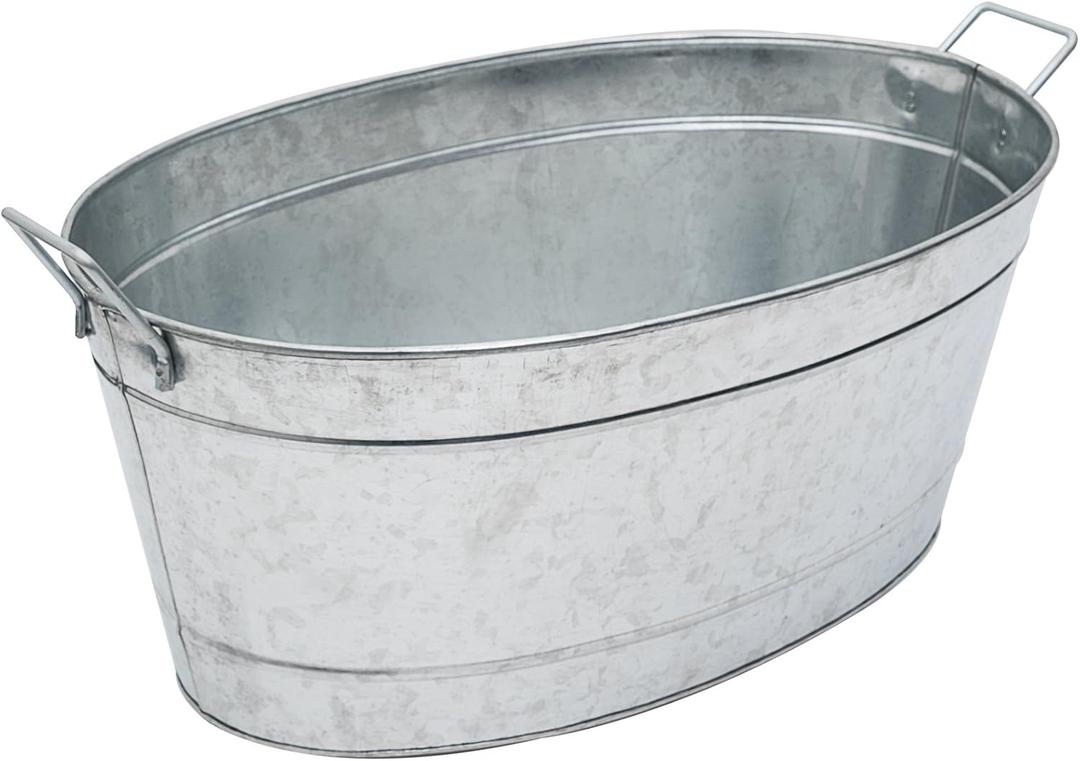 Achla Designs C-55 Large Galvanized Steel Metal Oval tub