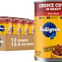 Pedigree Wet Dog Food, Choice Cuts Adult Canned Dog Food with Beef, 13.2 oz. Cans, 12 Count (EXP 08/25/28)