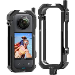 Protective Cage for insta360 X3 Accessories - ULANZI C-X3 insta360 X3 Vlog Case I Aluminum Alloy I 2 Cold Shoe I Silicone Lens Cover I Carrying Bag I No Block Mic Mount & Battery Replacement