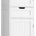 Iwell 67" Tall Bathroom Cabinet, Storage Cabinet with 2 Doors & 1 Drawer, Bathroom Storage Cabinets with Adjustable Shelves, for Living Room, Entryway, Home Office, White
