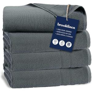 Brooklinen Super-Plush Turkish Cotton Bath Towel Set - Includes 4 Bath Towels Cotton, 820 GSM, Highly Absorbent, Machine Washable, Perfect for Home & Bathroom (black)