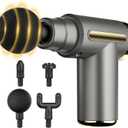 cotsoco Mini Handheld Massage Gun, Deep Tissue with 6 Speeds, Cordless Muscle Massager with 4 Heads,Type-C Charging, Travel Size, Best Gifts (Grey)